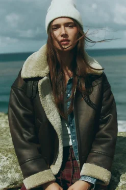 Springfield Cazadora doble faz cuello pelo marr&oacute;n Online