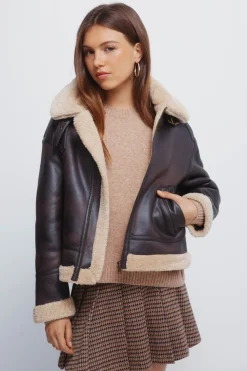 Springfield Cazadora doble faz cuello pelo marr&oacute;n Online