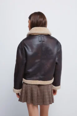 Springfield Cazadora doble faz cuello pelo marr&oacute;n Online