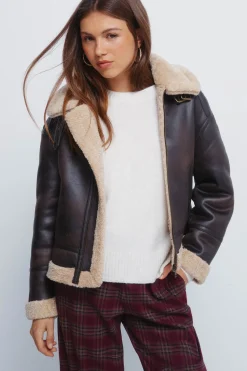 Springfield Cazadora doble faz cuello pelo marr&oacute;n Online