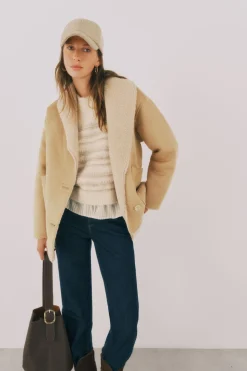 Cortefiel Cazadora efecto doble faz Beige Sale