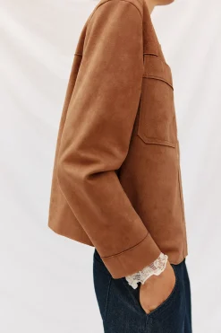 Cortefiel Cazadora efecto piel Beige Sale