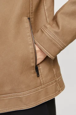 Jack & Jones Cazadora efecto piel beige Clearance