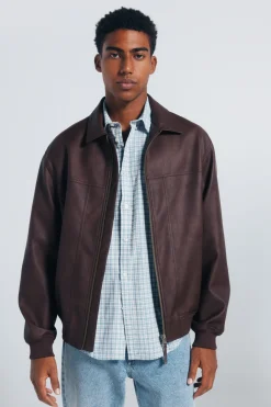 Springfield Cazadora efecto piel marr&oacute;n Sale