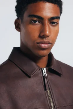 Springfield Cazadora efecto piel marr&oacute;n Sale