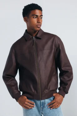 Springfield Cazadora efecto piel marr&oacute;n Sale