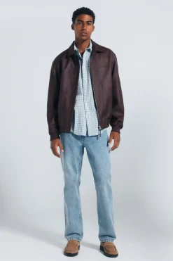 Springfield Cazadora efecto piel marr&oacute;n Sale