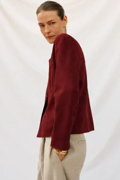 Cortefiel Cazadora efecto piel Vino New