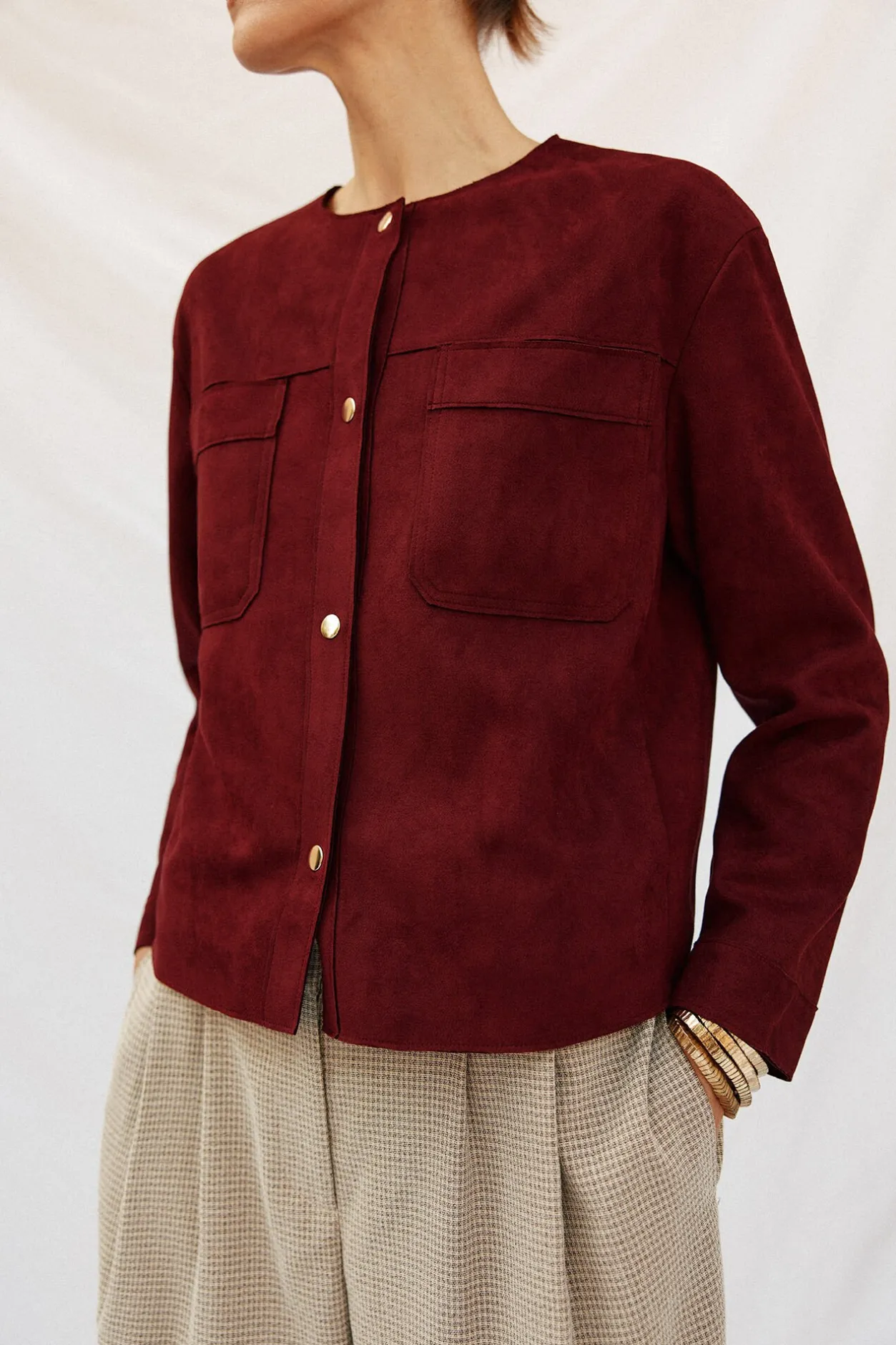 Cortefiel Cazadora efecto piel Vino New