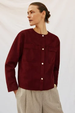 Cortefiel Cazadora efecto piel Vino New