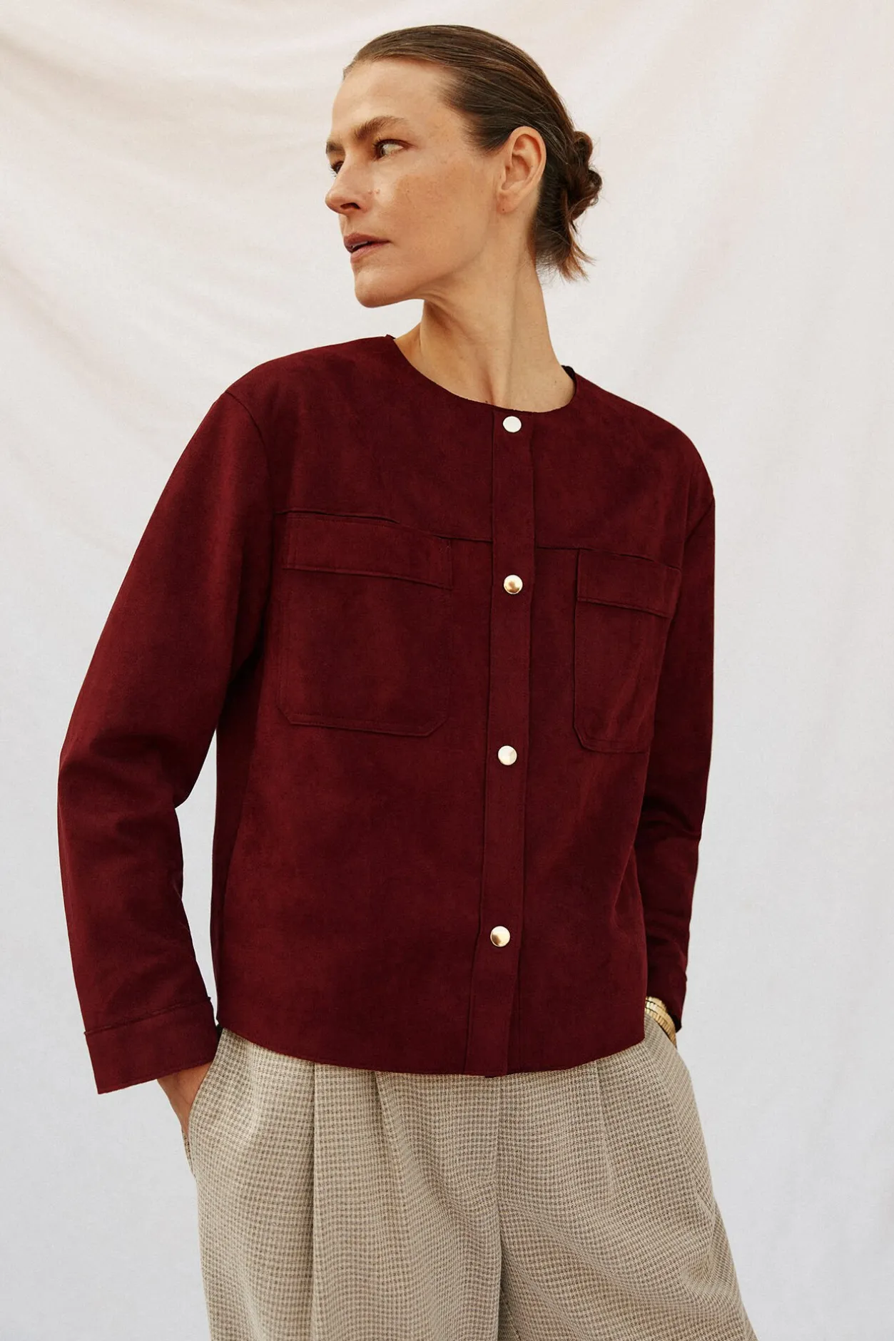 Cortefiel Cazadora efecto piel Vino New