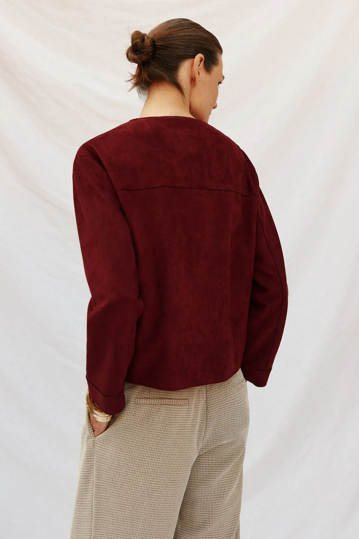 Cortefiel Cazadora efecto piel Vino New