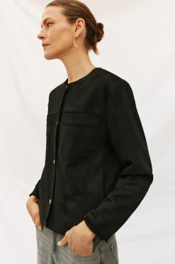 Cortefiel Cazadora efecto piel Negro New