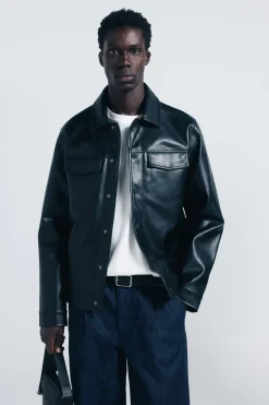 Springfield Cazadora efecto piel negro Online