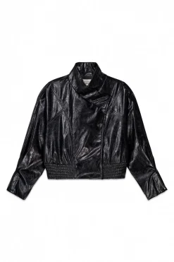 Slowlove Cazadora efecto piel brillo Negro Clearance