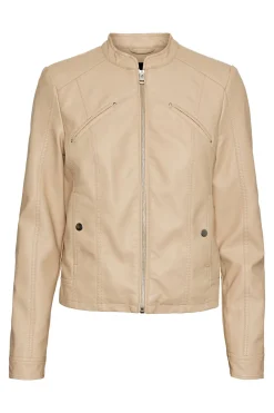 Vero Moda Cazadora efecto piel cuello Perkins Beige
