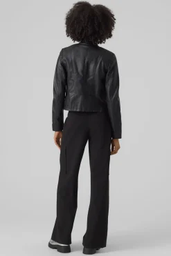 Vero Moda Cazadora efecto piel cuello Perkins Negro New