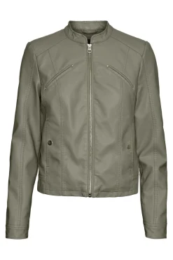 Vero Moda Cazadora efecto piel cuello Perkins Verde Outlet