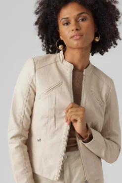 Vero Moda Cazadora efecto piel cuello Perkins Blanco Hot