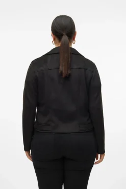 Vero Moda Curve Cazadora efecto piel talla grande Negro Discount