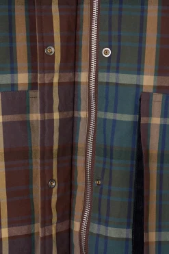 Silbon Cazadora encerada borrego cuadros Estampado verde Sale