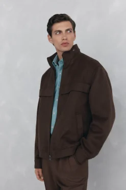 Pedro del Hierro Cazadora handmade lana Marr&oacute;n Best