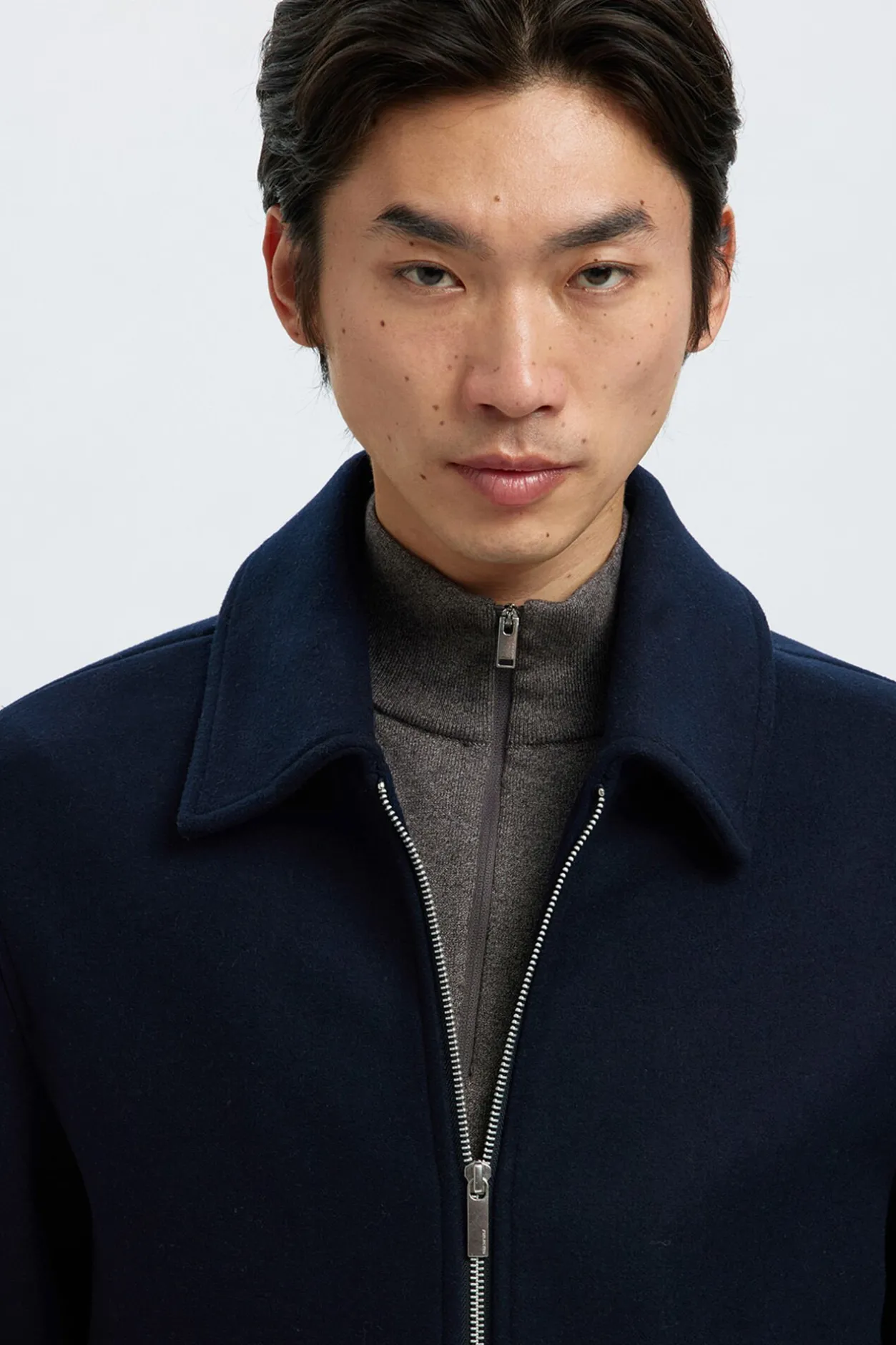 Selected Cazadora lana corta con cremallera Azul marino Hot