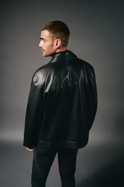 OOTO Cazadora piel cuello camisero Negro Discount