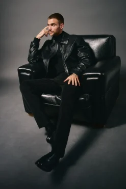 OOTO Cazadora piel cuello camisero Negro Discount