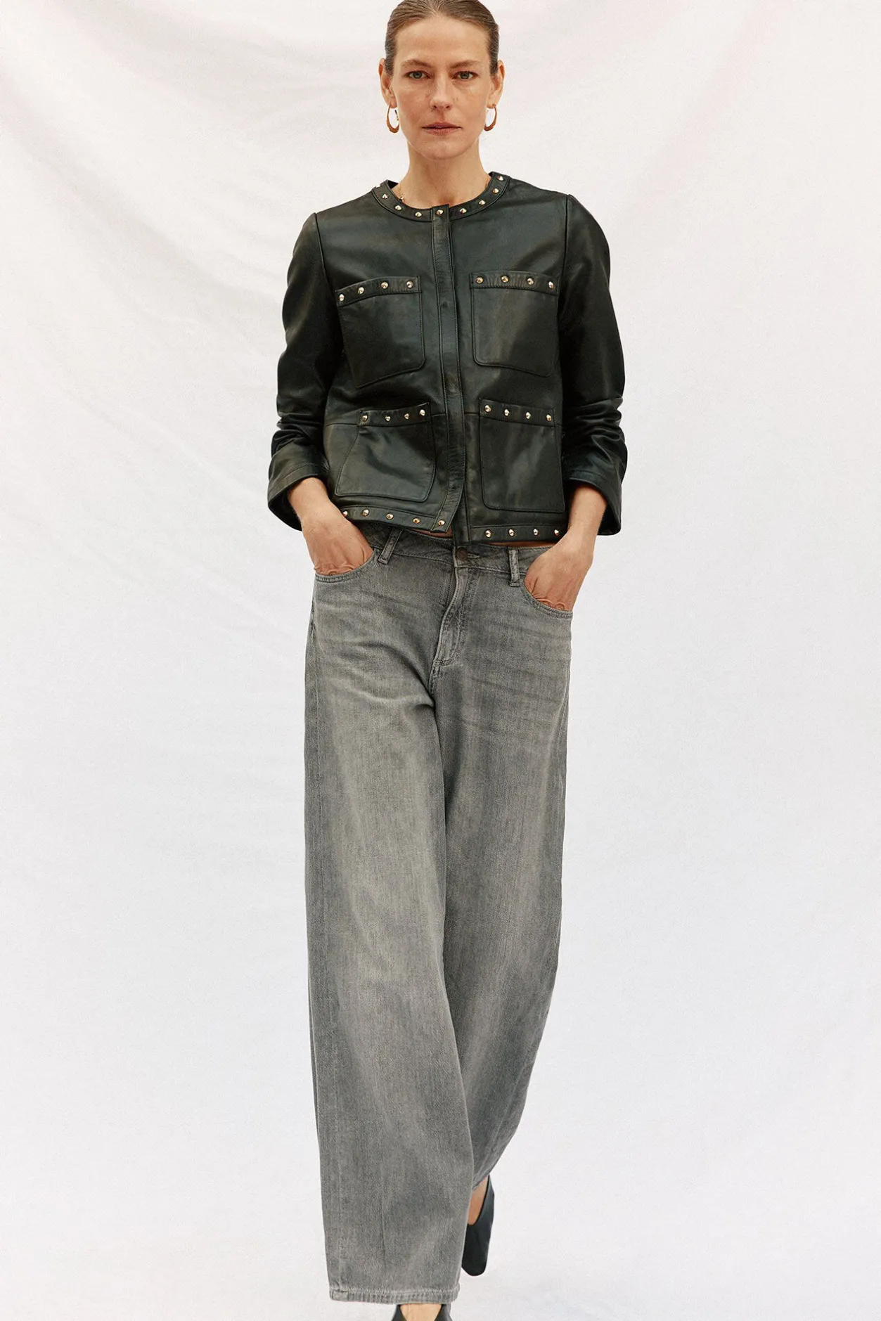 Cortefiel Cazadora tachuelas Negro Outlet