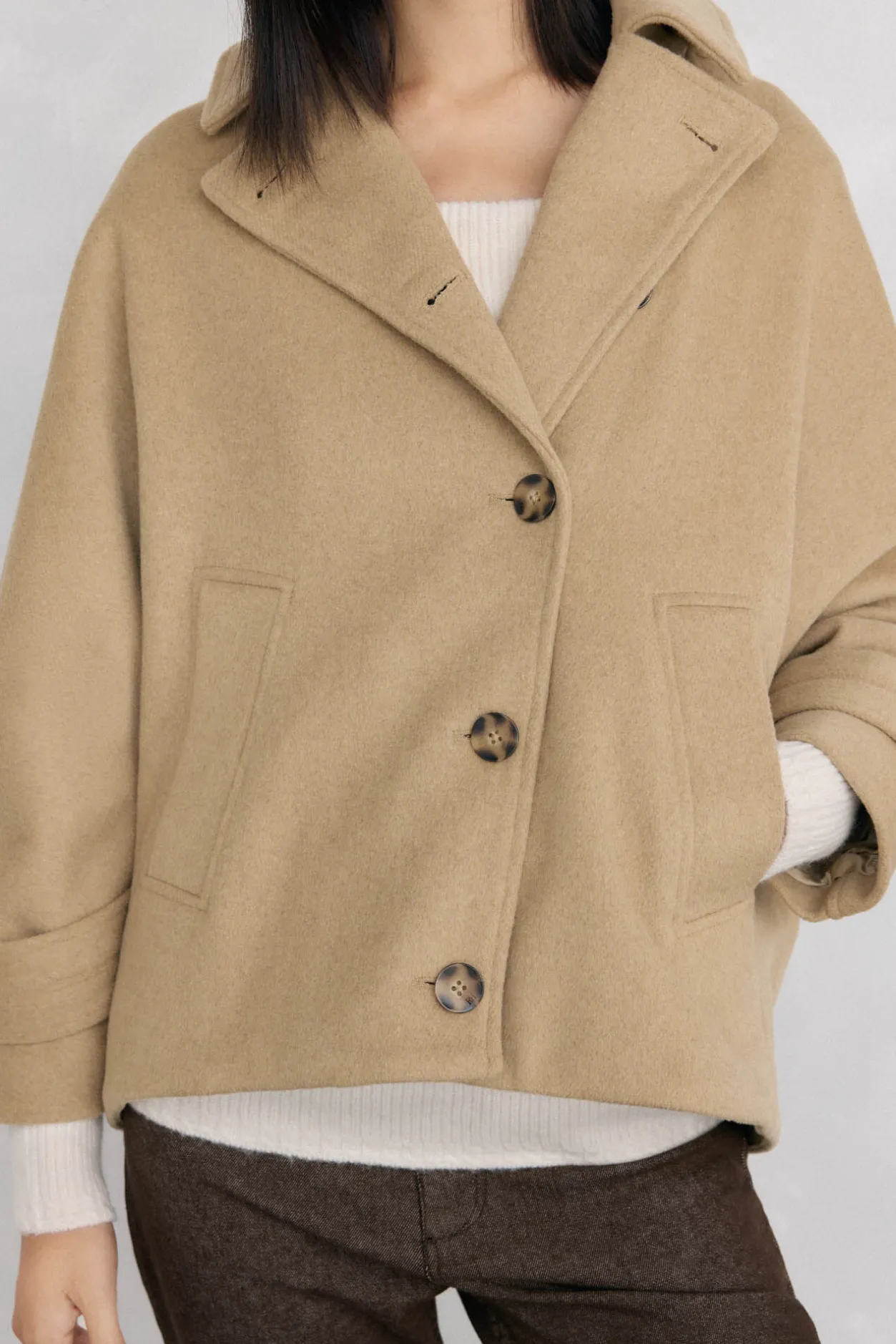 Pedro del Hierro Cazadora tipo capa capucha Beige Discount