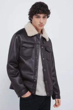 Springfield Cazadora trucker efecto ante doble faz marr&oacute;n Best