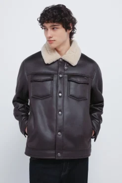 Springfield Cazadora trucker efecto ante doble faz marr&oacute;n Best