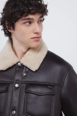 Springfield Cazadora trucker efecto ante doble faz marr&oacute;n Best