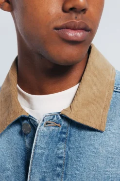 Springfield Cazadora vaquera oversize cuello contraste turquesa Online