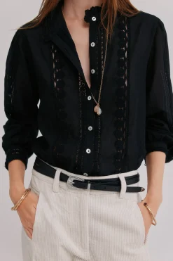 Hoss Intropia Celina. Blusa bordada Negro New