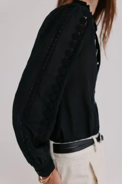 Hoss Intropia Celina. Blusa bordada Negro New