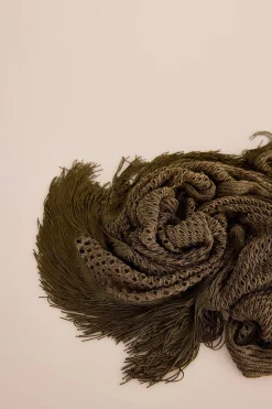 Slowlove Chal calado flecos Verde Best