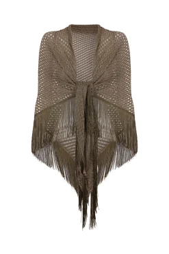 Slowlove Chal calado flecos Verde Best