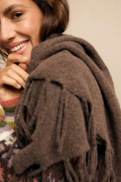 Slowlove Chal grueso flecos Marr&oacute;n Online