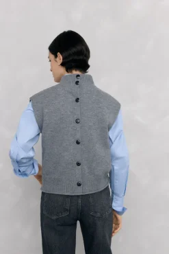 Pedro del Hierro Chaleco abotonadura central y ochos espalda Gris Discount