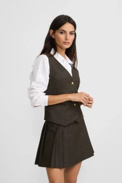 Silbon Chaleco clasico cuadros Estampado verde Hot