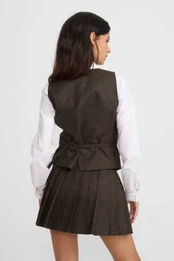 Silbon Chaleco clasico cuadros Estampado verde Hot