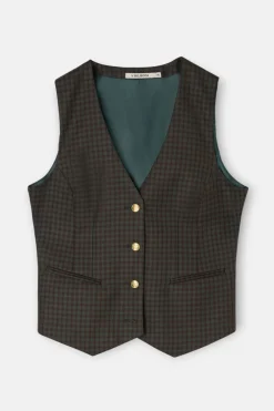 Silbon Chaleco clasico cuadros Estampado verde Hot