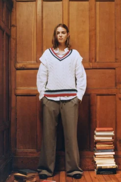 Springfield Chaleco contraste canalé nude Sale