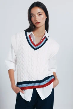 Springfield Chaleco contraste canalé nude Sale