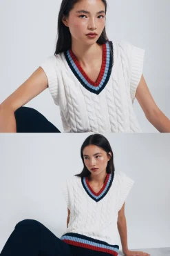 Springfield Chaleco contraste canalé nude Sale