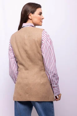 Object Chaleco cruzado tweed Marr&oacute;n Online