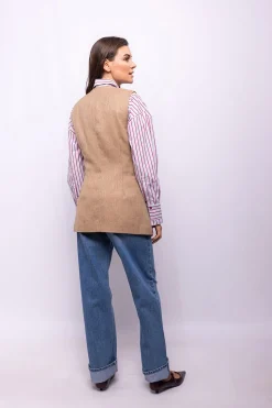 Object Chaleco cruzado tweed Marr&oacute;n Online