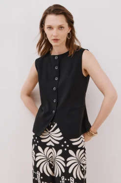 Cortefiel Chaleco cuello redondo Negro New